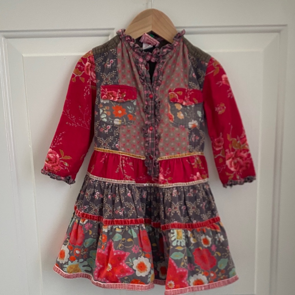 Room Seven Floral Patchwork Corduroy Toddler Dress - Size 2T
